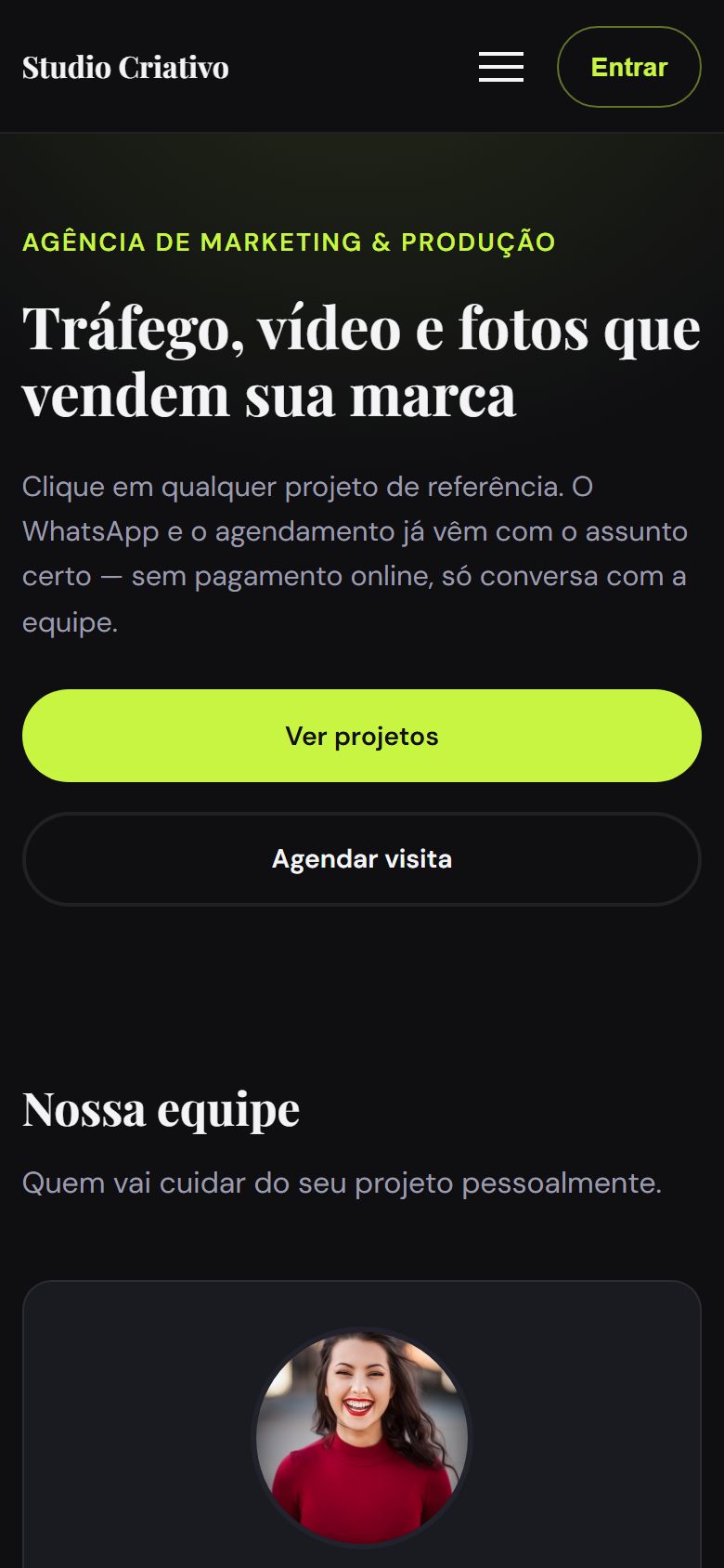 Print do site com agenda Aprendizado7 no celular