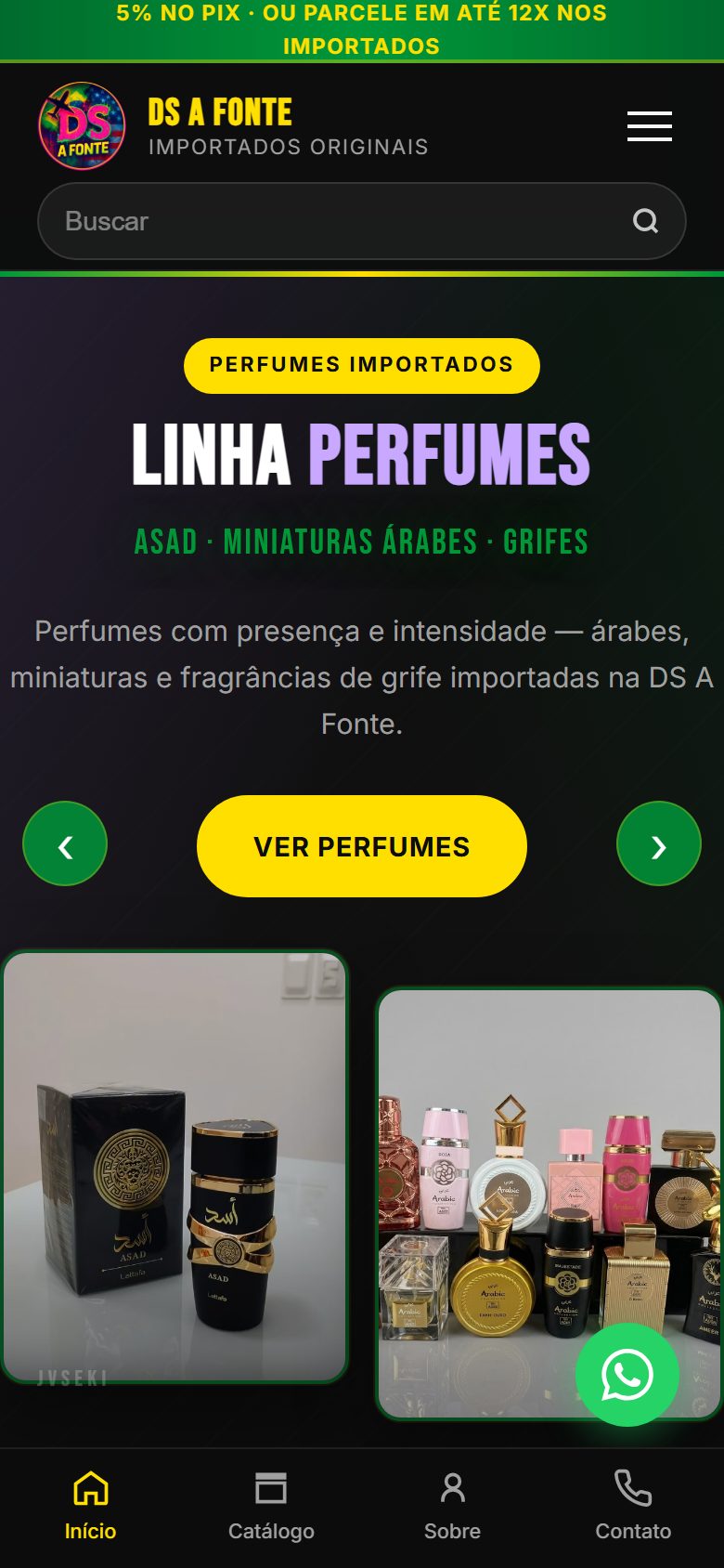 Print do catálogo DS A Fonte no celular