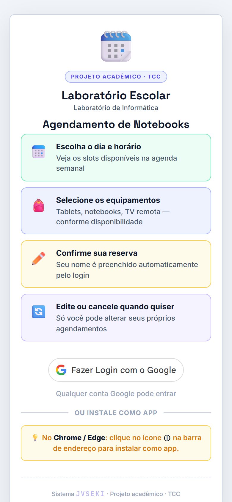 Print do agendamento de equipamentos no celular